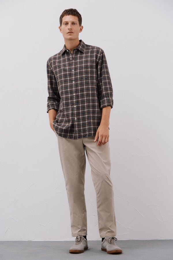 Cortefiel Camisa cuadros Tencel Gris