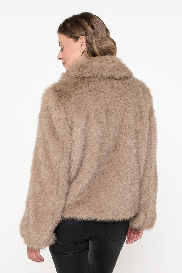 Vero Moda Abrigo corto efecto pelo Marr&oacute;n