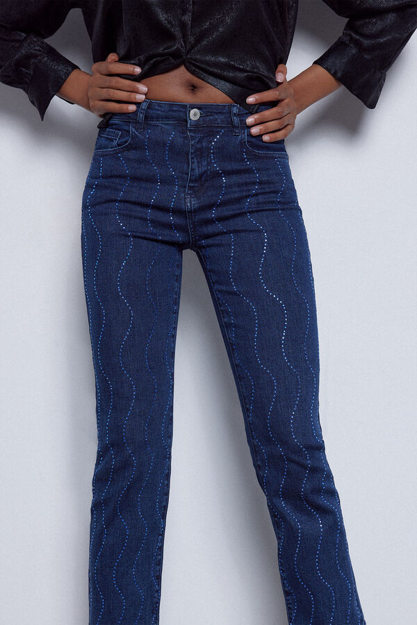 Cortefiel Jeans ondas strass Azul