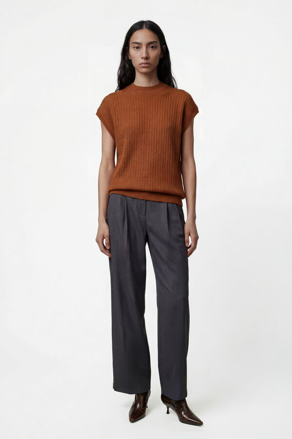 Vero Moda Blusa manga com gola alta  Castanho