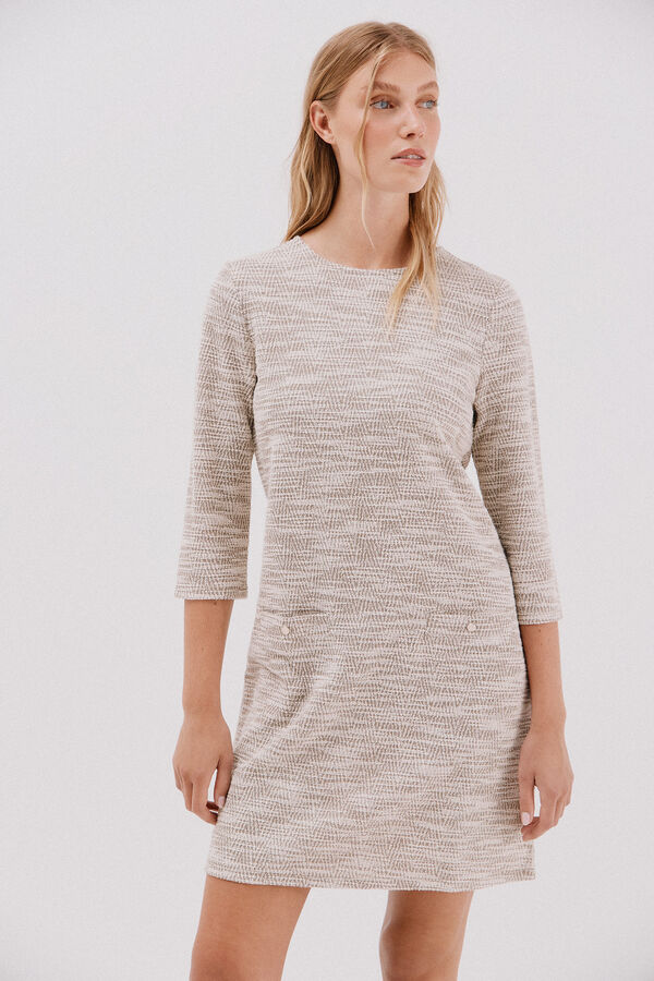 Cortefiel Vestido curto de tweed Tostado