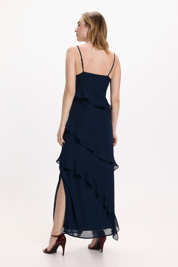 Vila Vestido de festa midi de chiffon Azul