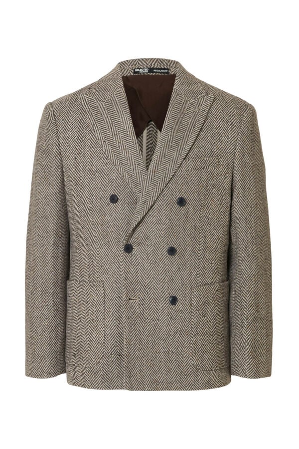 Selected Blazer de l&atilde; trespassado Tostado