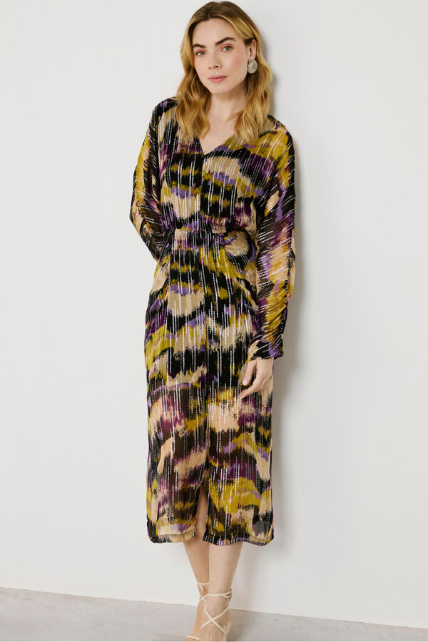 Vila Vestido midi estampado con l&uacute;rex Multicolor