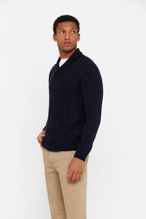 Cortefiel Camisola torcidos gola xaile Azul