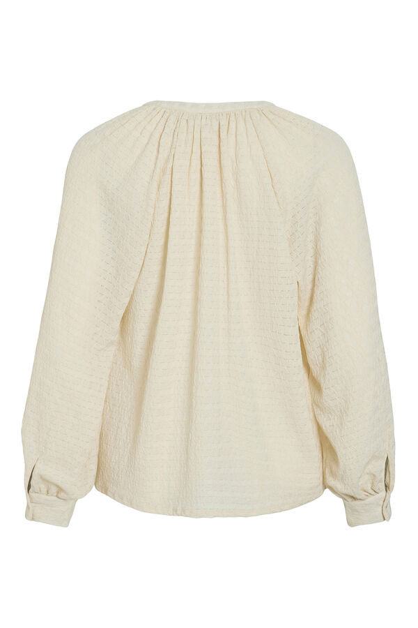 Vila Blusa de manga larga con cuello mao Beige