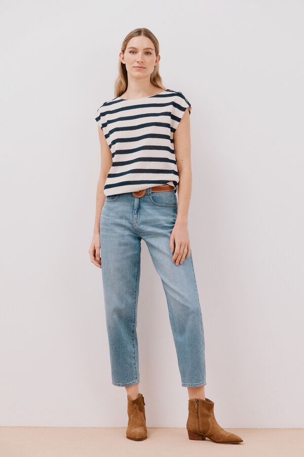 Cortefiel Camiseta textura rayas Estampado azul