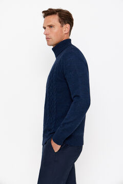 Cortefiel Jersey lana torzal cuello alto Azul marino