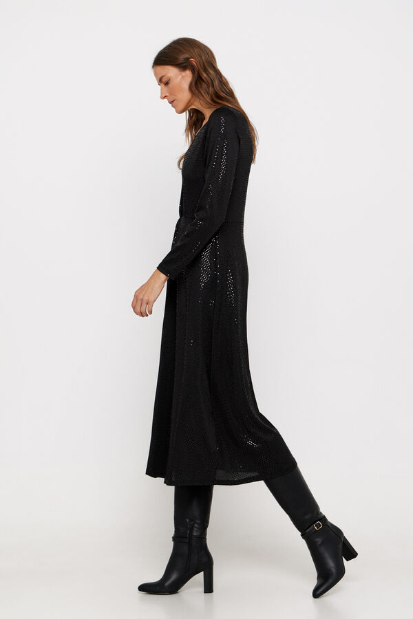 Cortefiel Vestido punto lentejuelas Negro