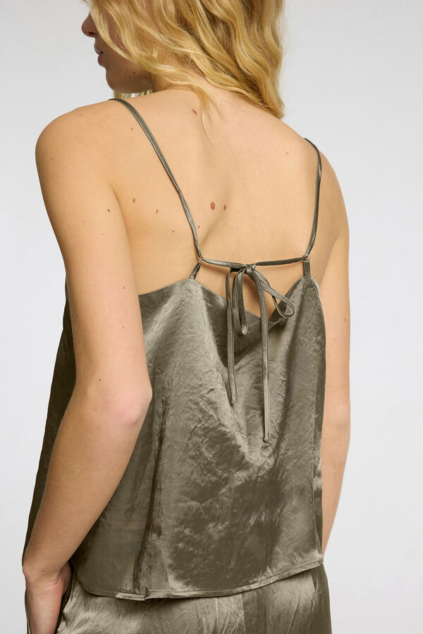 Selected Femme Top satinado de tirantes Gris