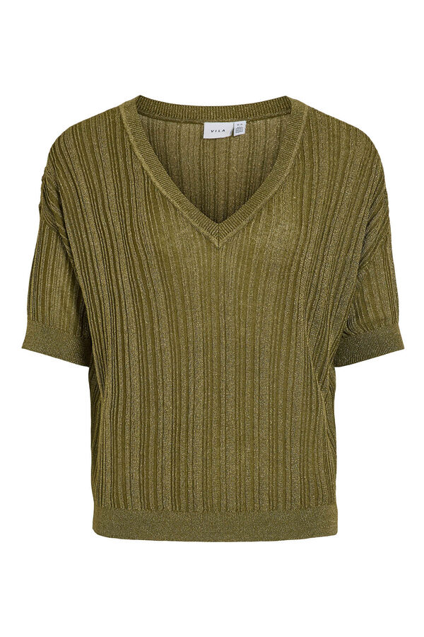 Vila Top de punto canalé con lúrex Verde oscuro