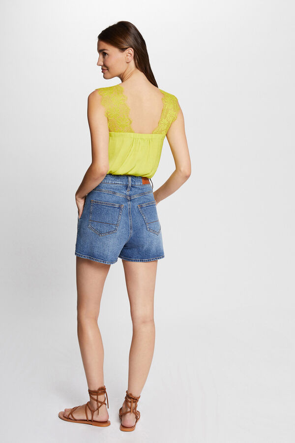 Morgan Blusa con tirantes anchos con encaje Amarillo