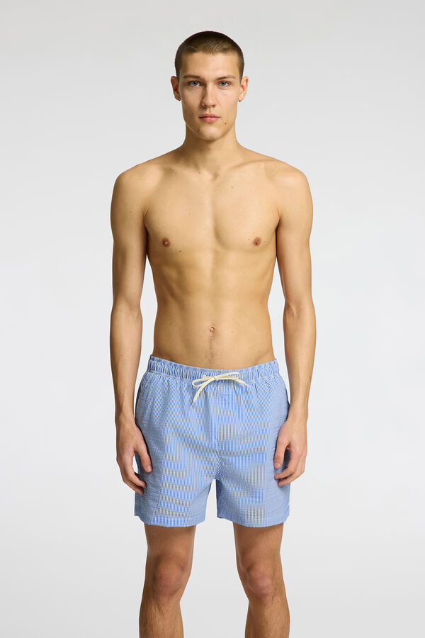 Selected Mai&ocirc; liso seersucker  Azul