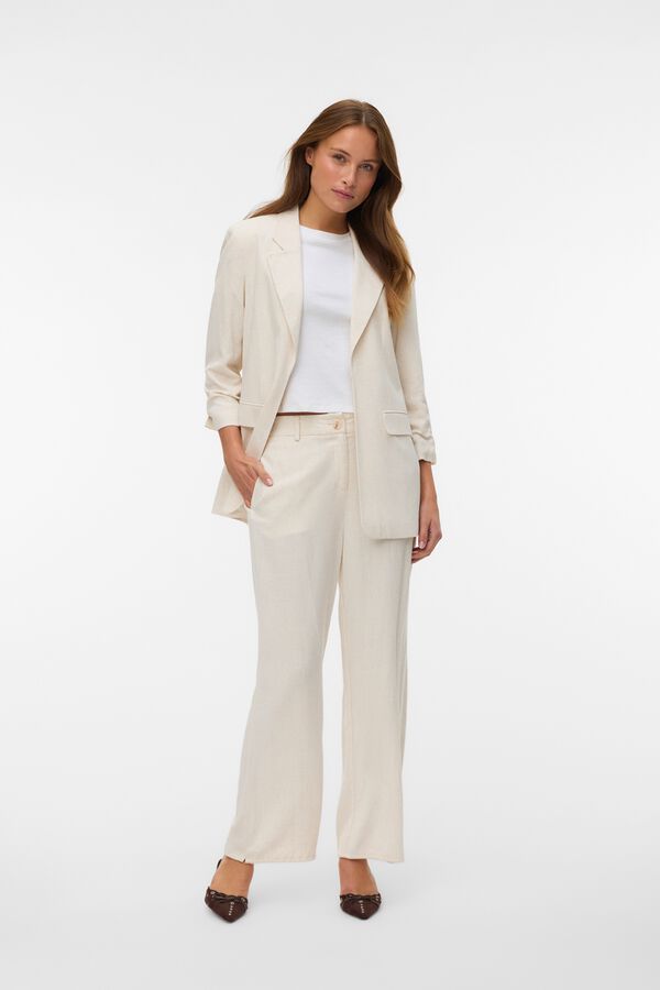 Vero Moda Blazer de linho manga 3/4 Tostado