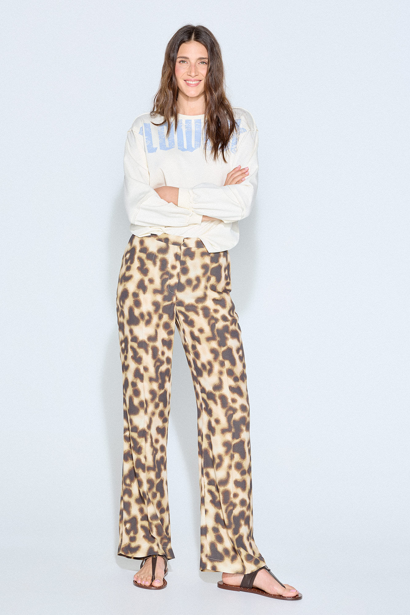 Slowlove Pantal&oacute;n estampado flare