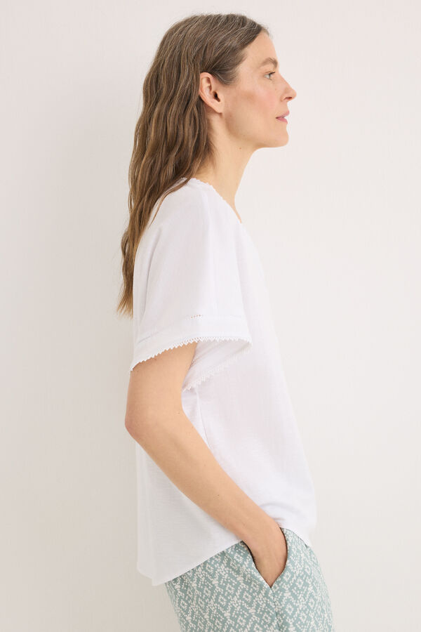 Cortefiel Blusa puntilla entredoses Blanco