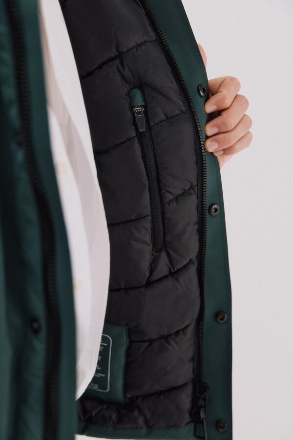 Cortefiel Parka con capucha Verde oscuro