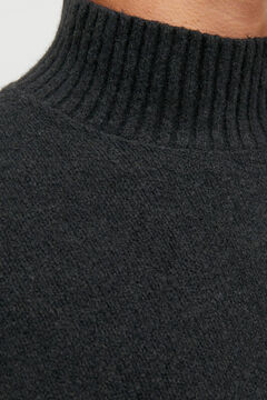 Cortefiel Jersey básico cuello alto en mezcla de lana Negro
