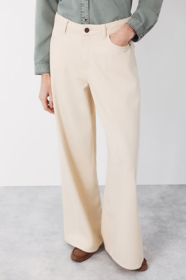 Cortefiel Jeans Long Palazzo Ecru