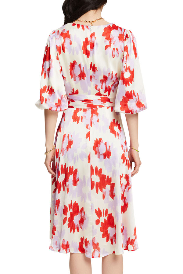 Esprit Vestido midi estampado abstrato material sustentável Multicolorido