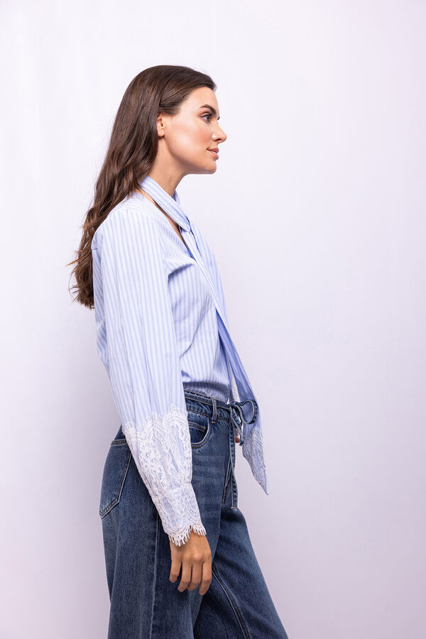 Object Blusa rayas encaje Azul
