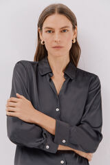 Cortefiel Camisa acetinada Cinzento