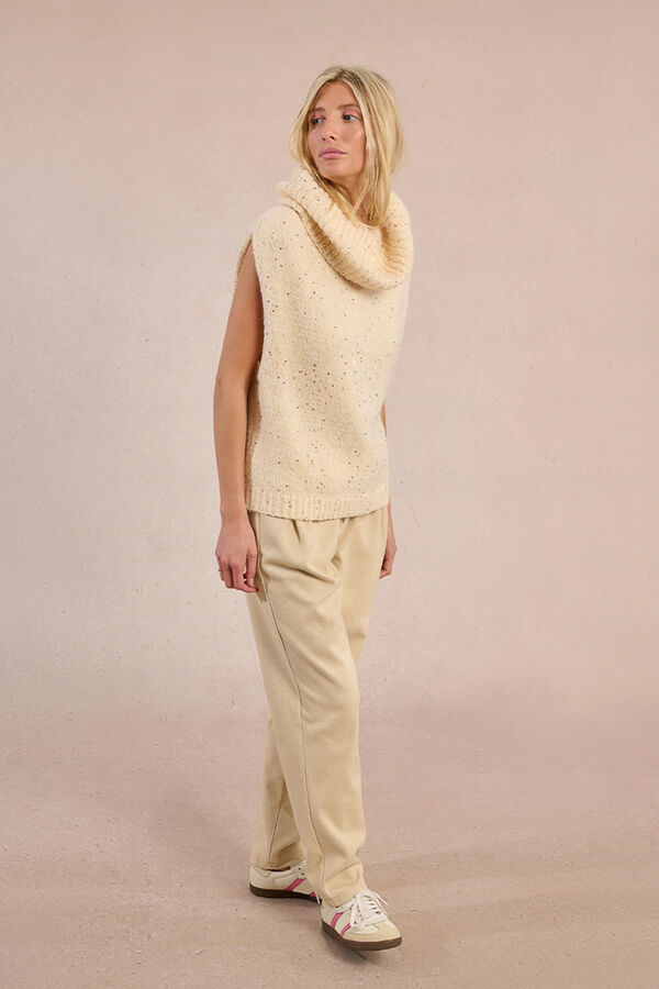 Molly Bracken Jersey de manga sisa cuello alto Marfil