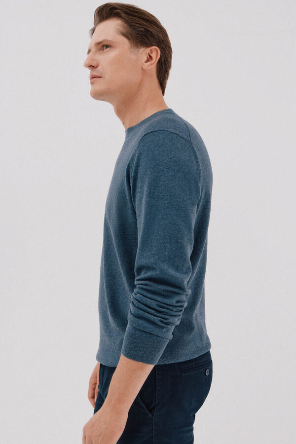Cortefiel Jersey algod&oacute;n cashmere cuello caja Azul oscuro