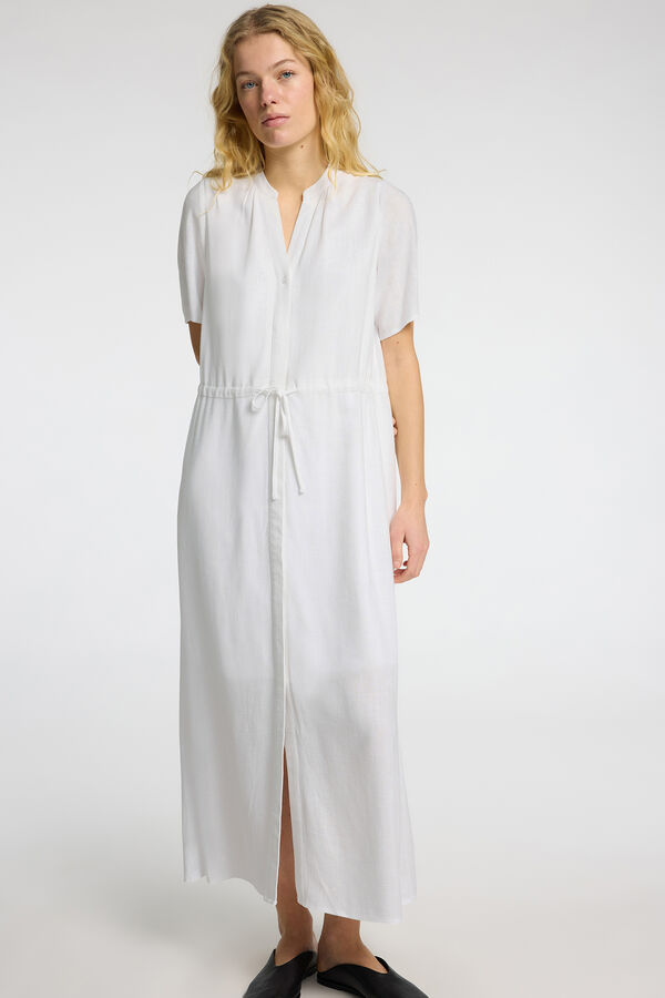 Selected Femme Vestido midi confeccionado con lino Blanco