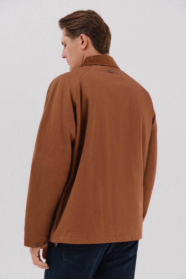Cortefiel Chaqueta cuello combinado Marr&oacute;n
