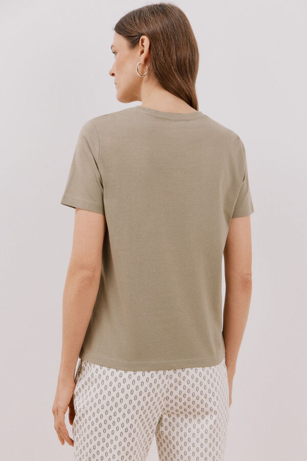 Cortefiel T-shirt bordada Verde