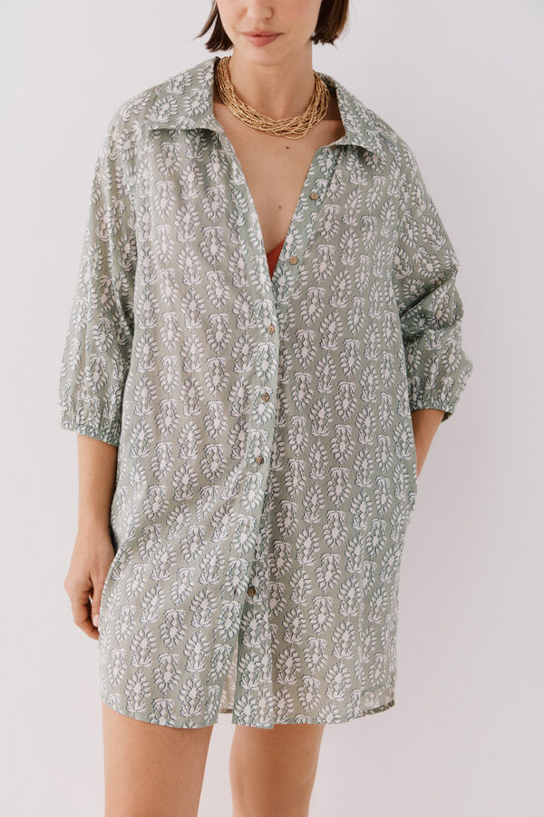 Cortefiel Caft&aacute;n t&uacute;nica estampado Kaki