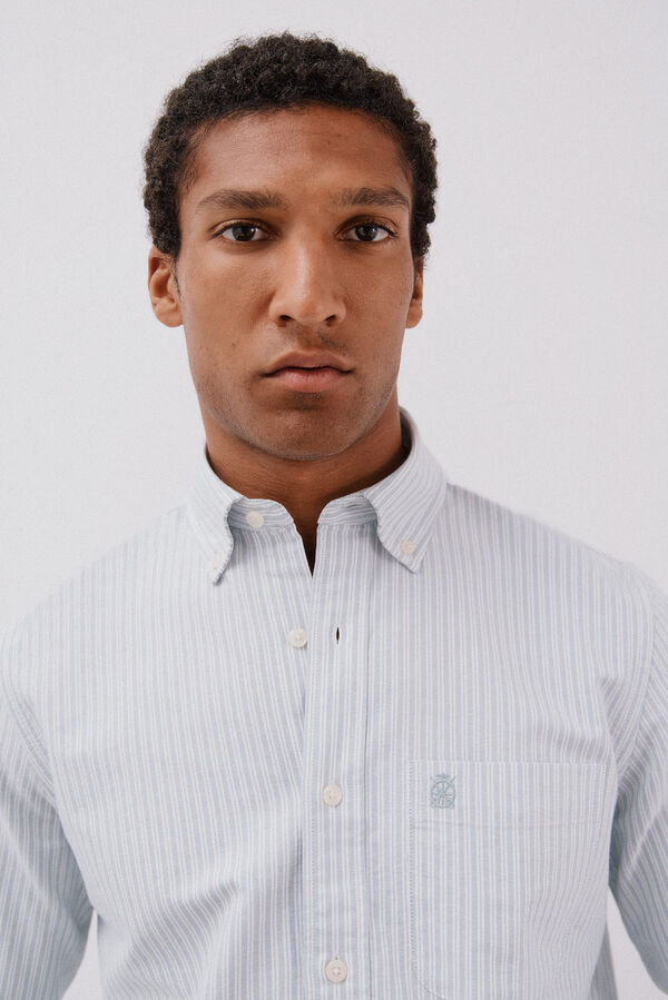 Cortefiel Camisa oxford riscas Verde