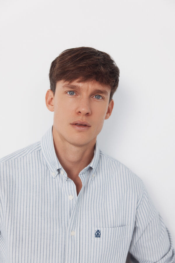 Cortefiel Camisa oxford riscas Azul