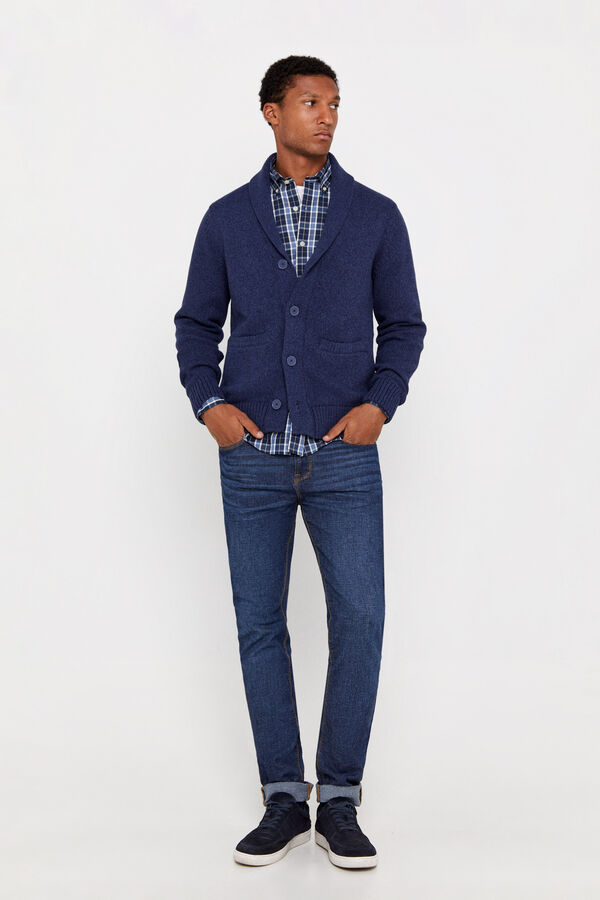 Cortefiel Cardigan algod&oacute;n estructura cierre botones Azul