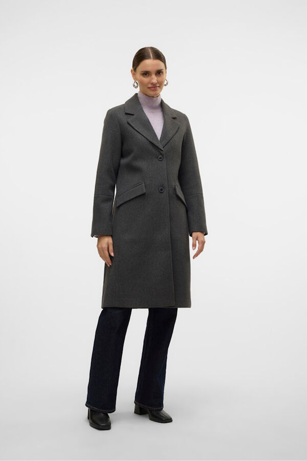 Vero Moda Abrigo mide de pa&ntilde;o Gris oscuro