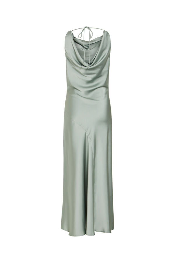 Vila Vestido largo satinado de fiesta Kaki