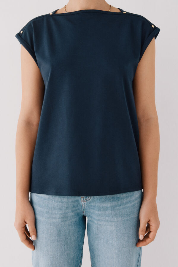Cortefiel Camiseta b&aacute;sica mangas Azul