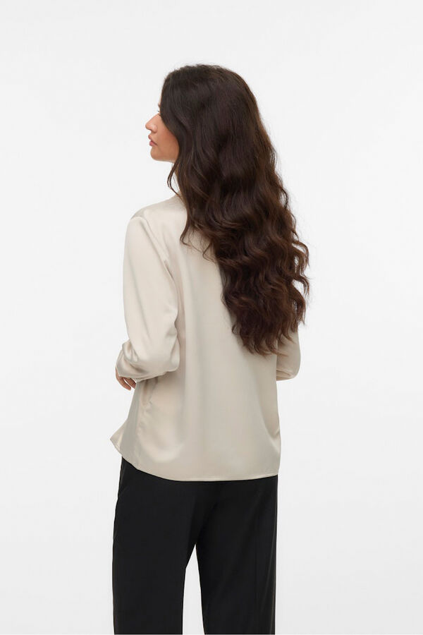 Vero Moda Camisa de cetim lisa Tostado