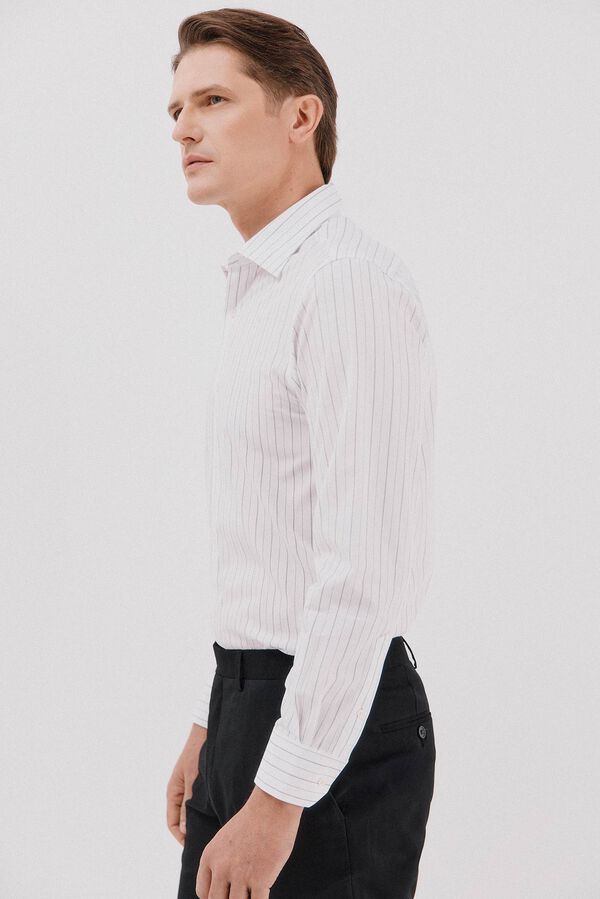 Cortefiel Camisa vestir rayas algod&oacute;n tencel Blanco