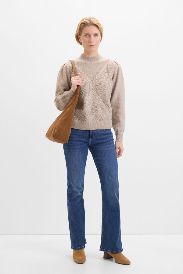 Cortefiel Suéter oitos e bordado Tostado