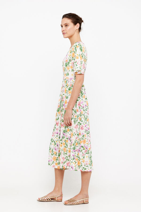 Cortefiel Vestido midi falda plisada Multicolor