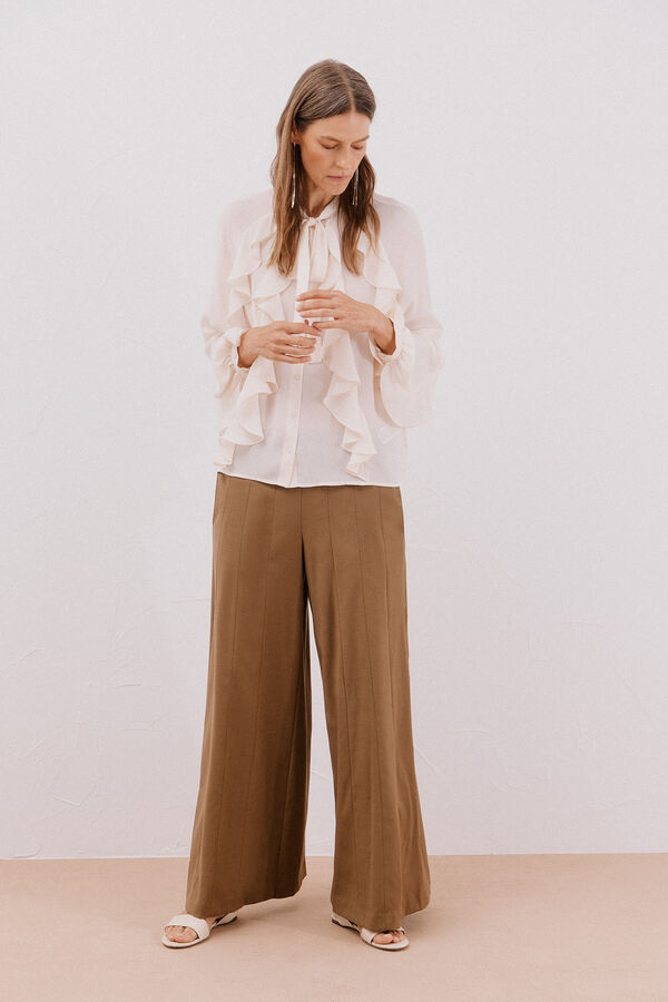 Cortefiel Blusa volante delantero Marfil