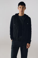 Cortefiel C&aacute;rdigan capucha tejido combinado Negro