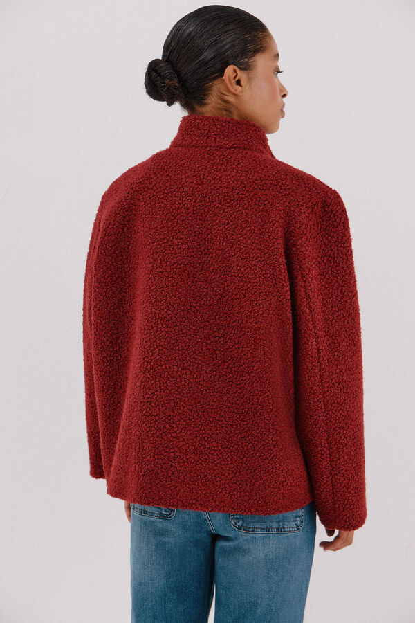 Cortefiel Cazadora corta tejido suave Vino