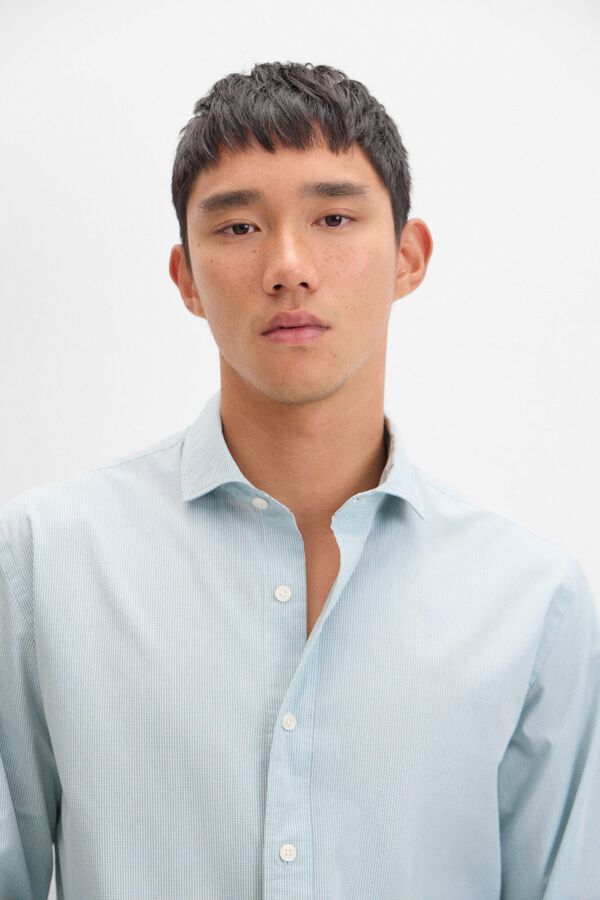 Cortefiel Camisa cuadros popel&iacute;n Kaki