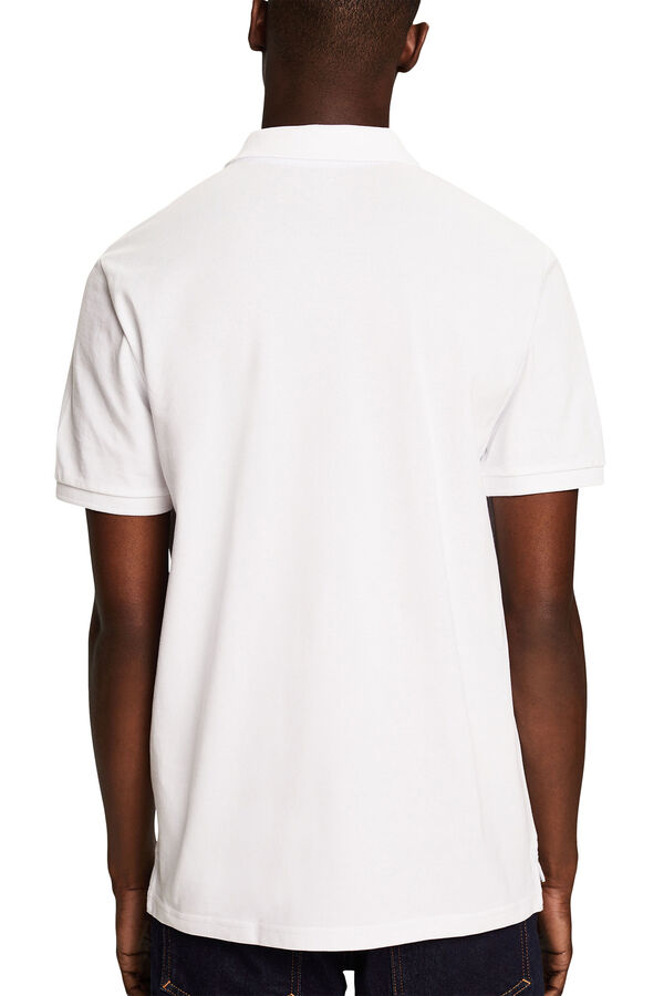 Esprit Polo piqué slim fit manga curta algodão Branco