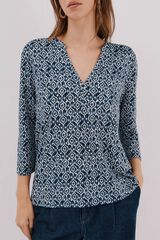 Cortefiel Blusa b&aacute;sica com gola mao Azul