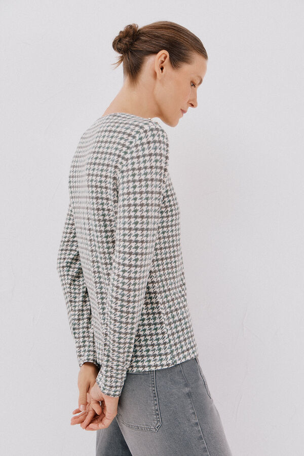 Cortefiel Camiseta caja botones Estampado verde