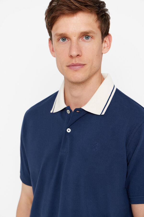 Cortefiel Polo gola em contraste Azul